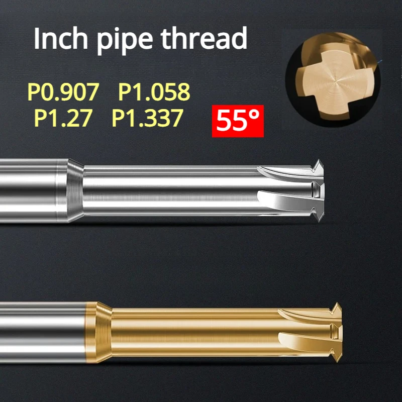 55° inch Wyeth pipe thread G RC PT PF Carbide thread milling cutter Single tooth External and internal Machining Thread milling