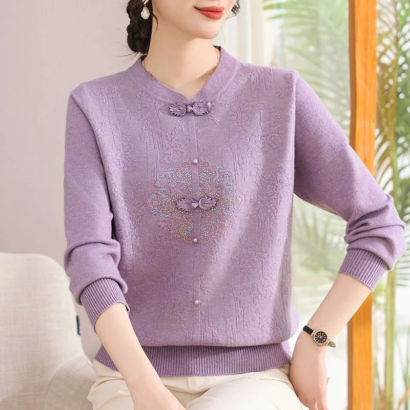 

Fashionable Loose Base Sweater Fashionable Autumn and Winter Knitted Long-sleeved Chinese Style Top