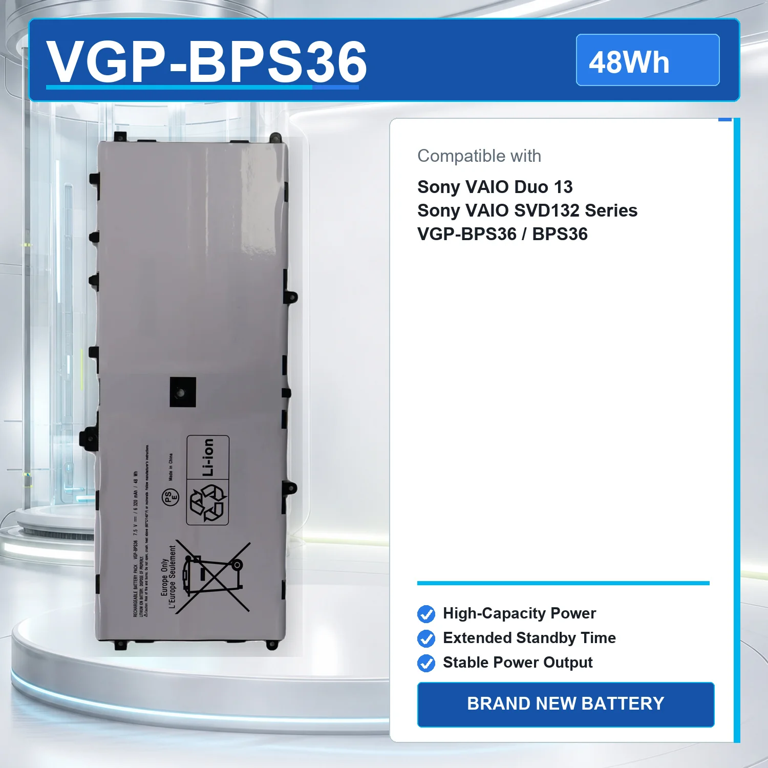 VGP-BPS36 7.5V 48Wh 6320mAh Laptop Battery For Sony VAIO Duo13 SVD132 SVD13211CGB SVD1321BPXB SVD132A14W SVD1323XPGB