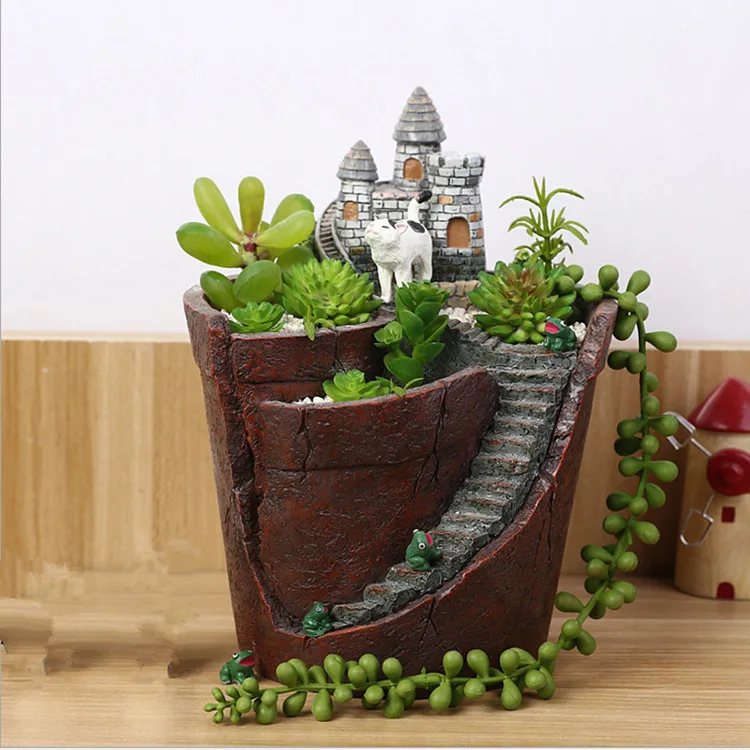 

Succulent flower pot ornament decorative garden micro landscape plant bonsai DIY resin small ornament flower pot wholesale