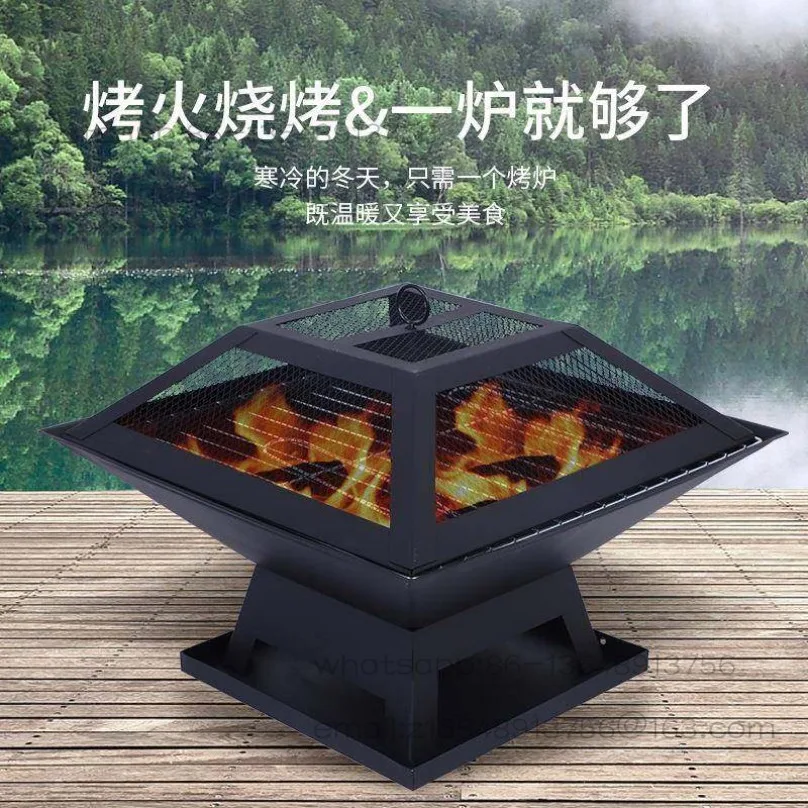 Square heating stove Garden firewood/barbecue stove Heating barbecue dual-purpose
