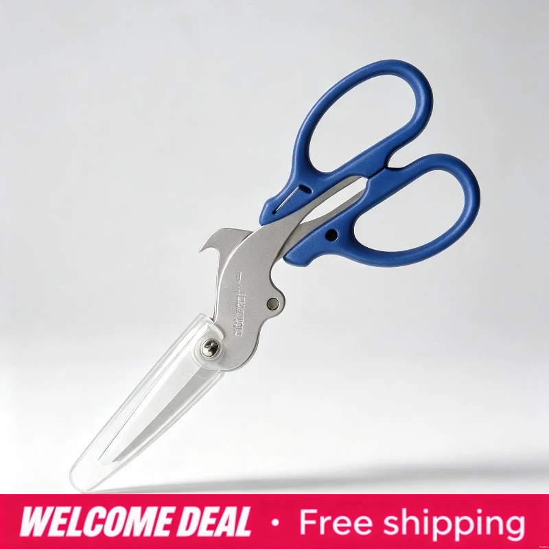 Multi‑Purpose Sorting Scissors S3716317 Household Garbage Classification L‑Shape Stainless Steel Shears With Safety Cap
