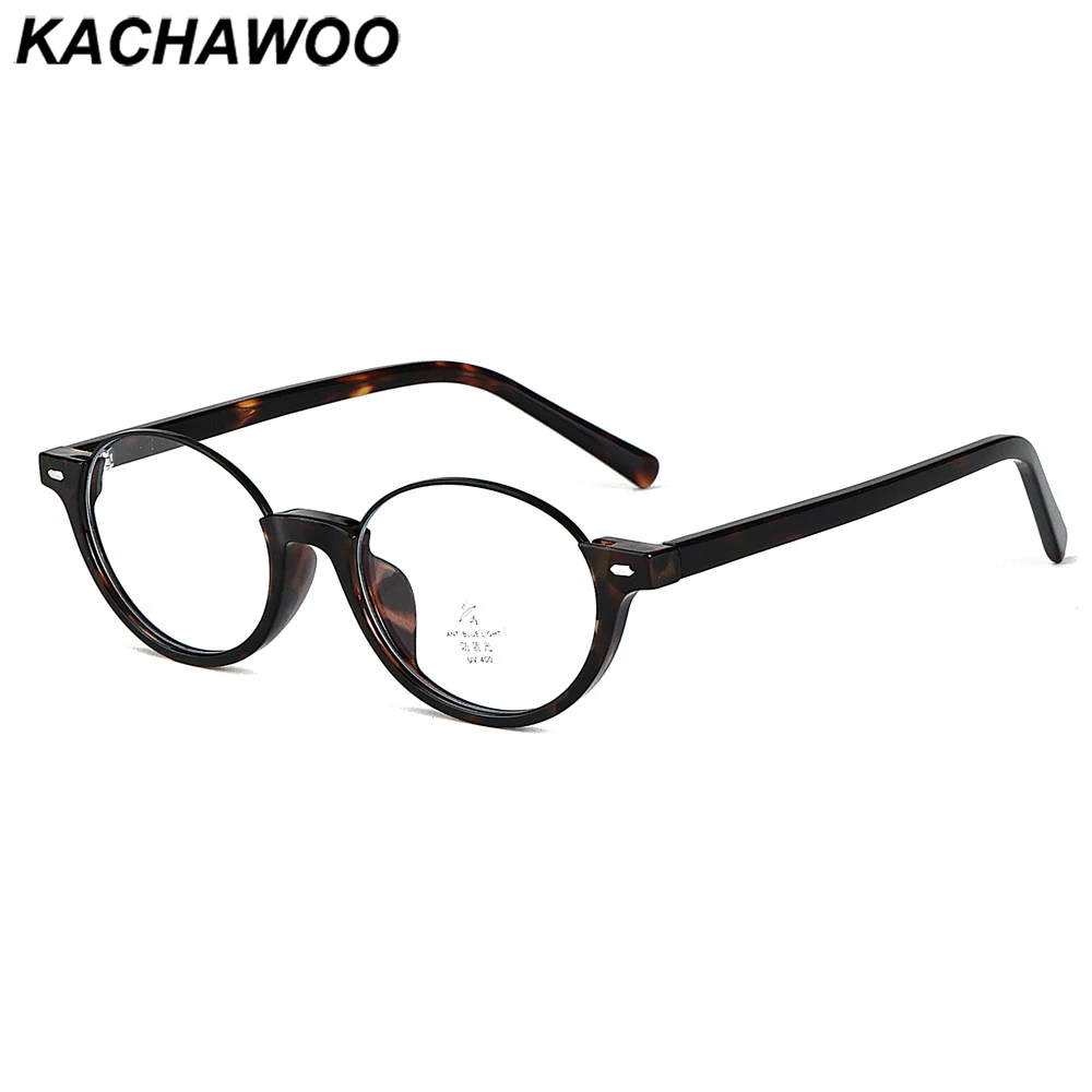 

Kachawoo small frame oval glasses anti blue light half metal retro glassess frame women men TR90 acetate round eyewear leopard