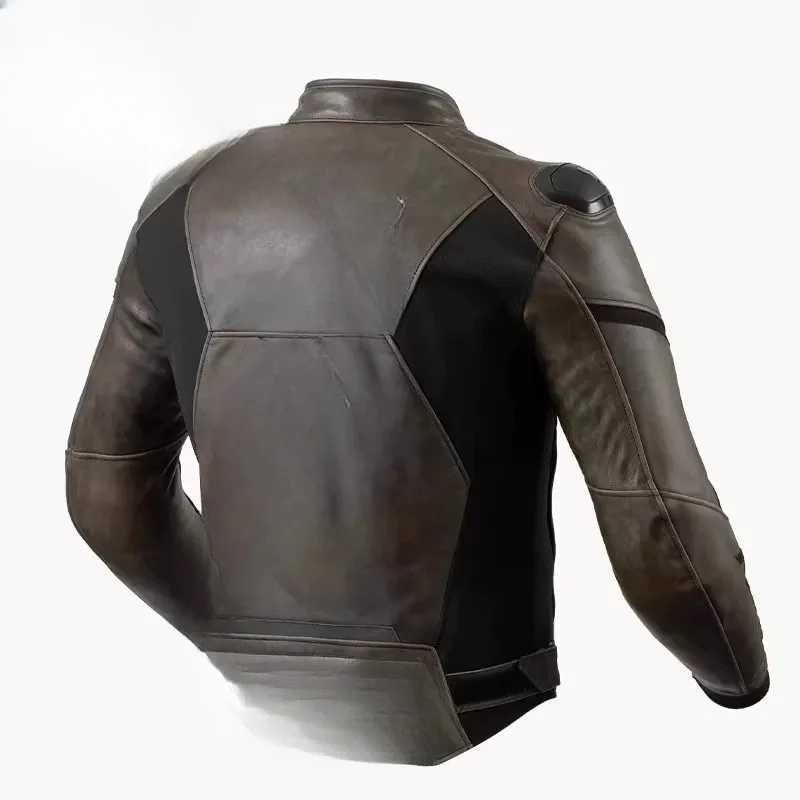 Leather motorcycle cycling suit drop leather jacket retro casual thermal liner jacket