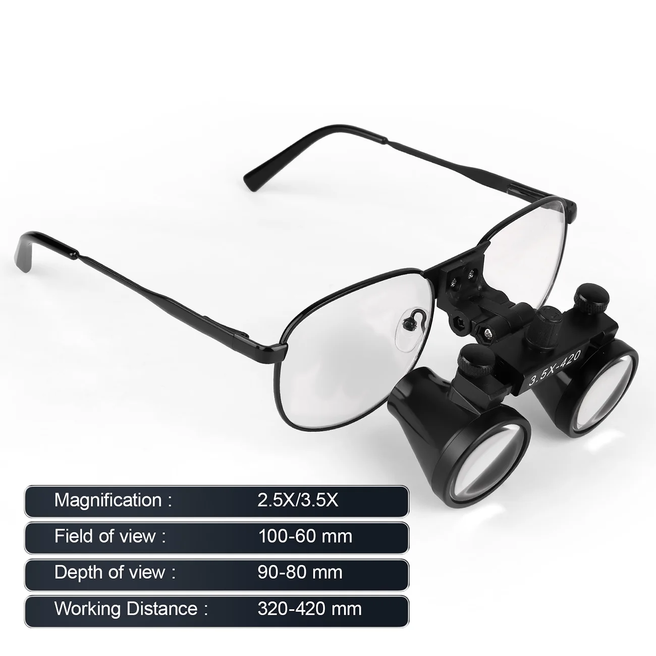 Dental Binocular Magnifier 2.5X/3.5X Ultra-lightweight Loupe 320-420mm Adjustable Surgery Magnifying Glass Dental Surgery Tools