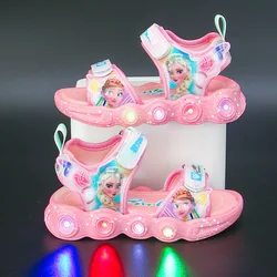 Disney Boys Girls Cartoon  Led Light Up Luminous Sports Sandals Summer Kids Sandals Non-slip Toddler Shoes Designer Sandals