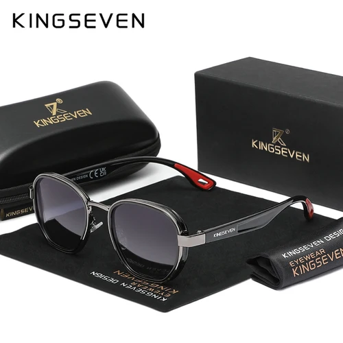 Gafas de sol KINGSEVEN polarizadas UV400 para hombre, gafas Retro de lujo a la moda para mujer, gafas informales con montura redonda antideslumbrantes
