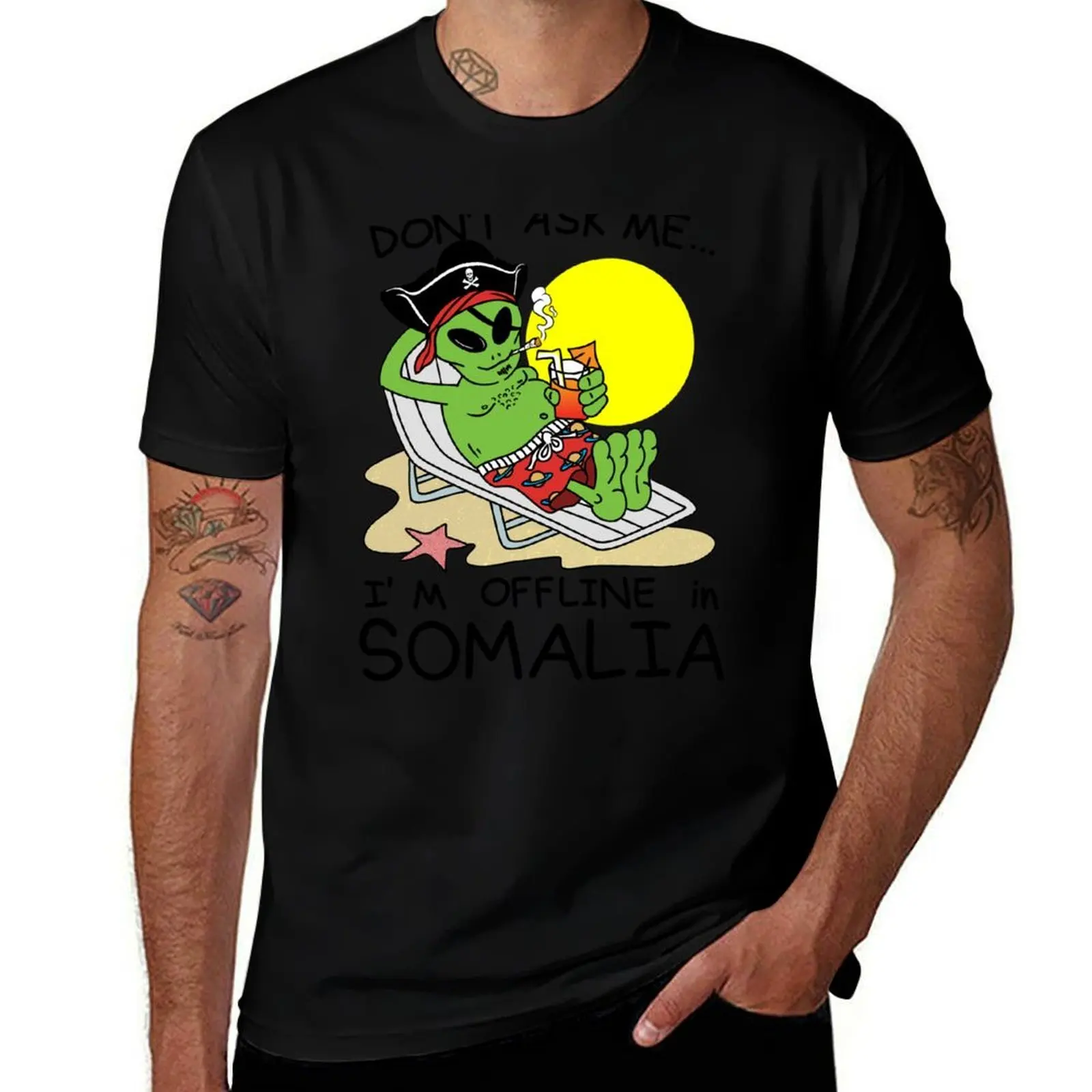 Don't Ask Me I'm Offline In Somalia T-Shirt Soft Anti-Shrink Cotton Tee