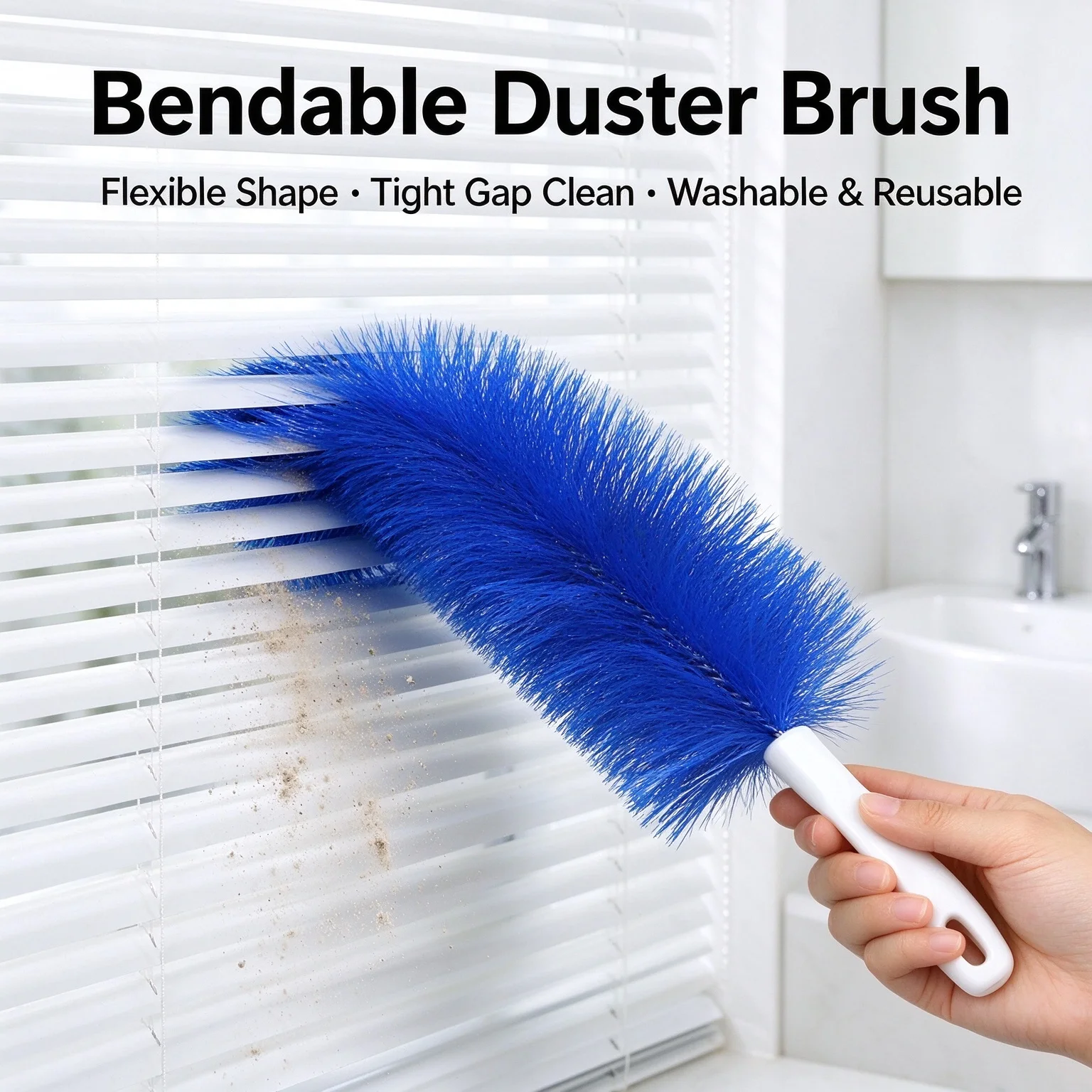Bendable Fan Dust Cleaning Brush No Disassembly Deep Clean Washable Duster for Blinds Screen AC Vent Household Office Supplies