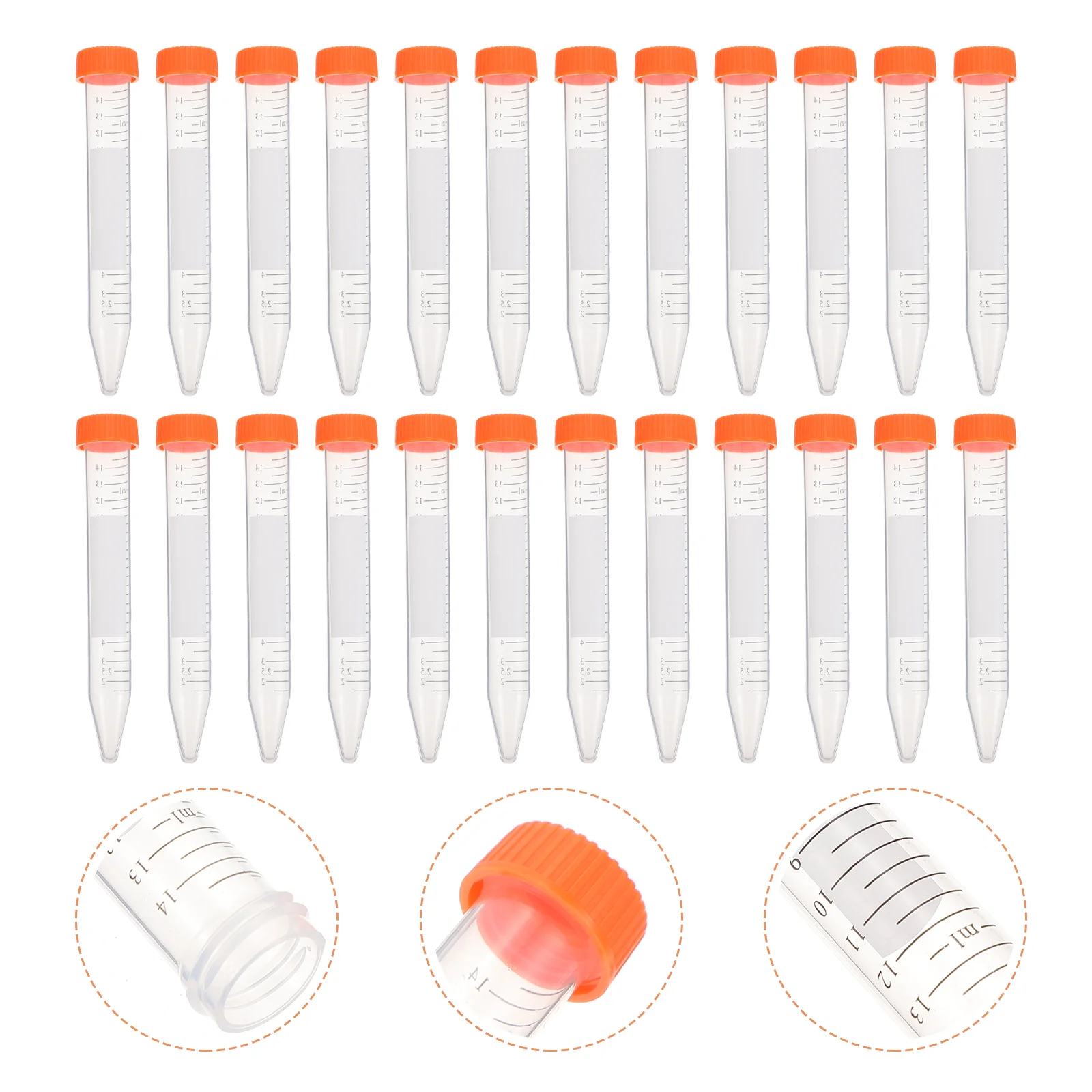 25 Pcs Centrifuge Tubes 15ml Sterilized Conical Bottom Plastic Vials Clear Scale Screw Cap Venting Closed For Biochemistry