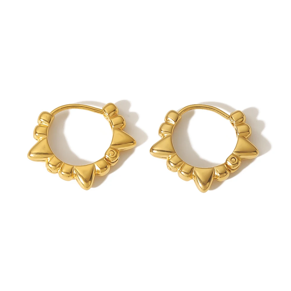 Wasserdichte Vintage-Luxus-Kleine-Ohrringe aus Edelstahl, 18K Vergoldete Creolen für Damen, Trendiger Piercing-Schmuck – Detail 6