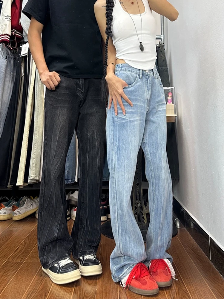 

Мужские джинсы Slim Fit с высокой талией, прямые, в американском стиле High Street, с эффектом удлинения ног, с узором «бамбуковые узлы», прямые брюки-трубы