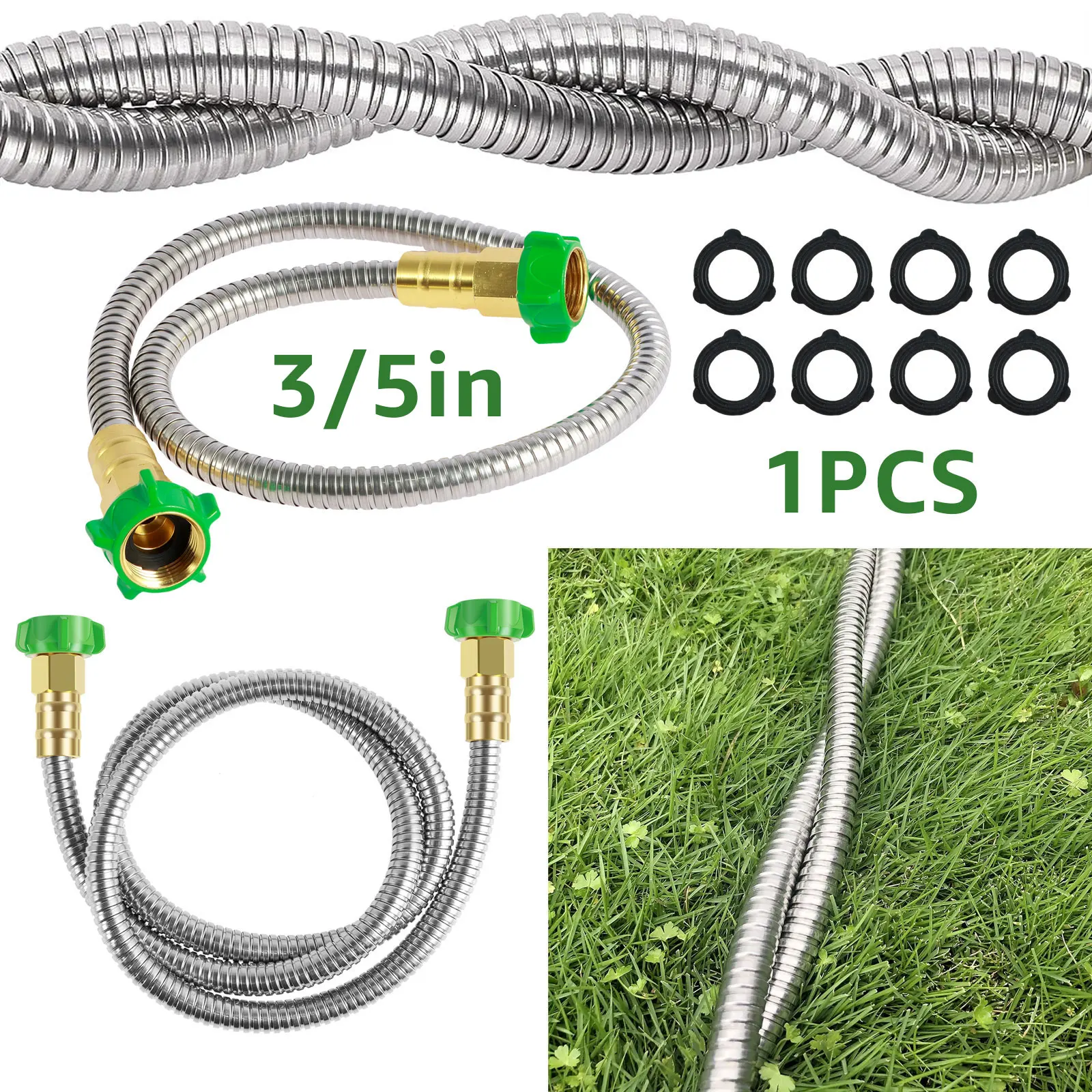 

Short Garden Hose 3FT 5FT US 304 Stainless Steel Garden Leader Hose with Female to Female Connector Leakproof Outdoor Flexible