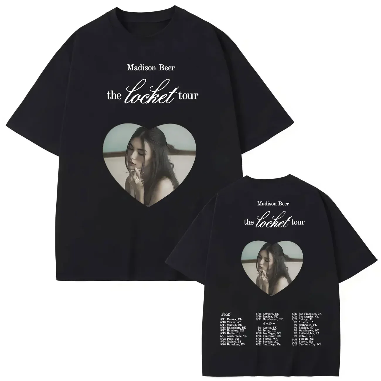 Customization Shirt Madison Beer The Locket Tour 2026 Merch T-shirt Fashion Pop Music Short Sleeve T Shirts Men Women Casual Loo