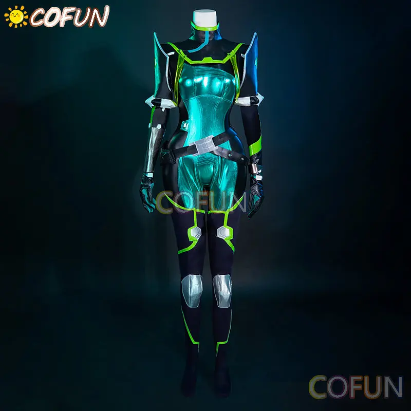 COFUN Game Valorant Viper Cosplay Costume Viper Green Women Combat Uniform Halloween Party Outfit Wig Game