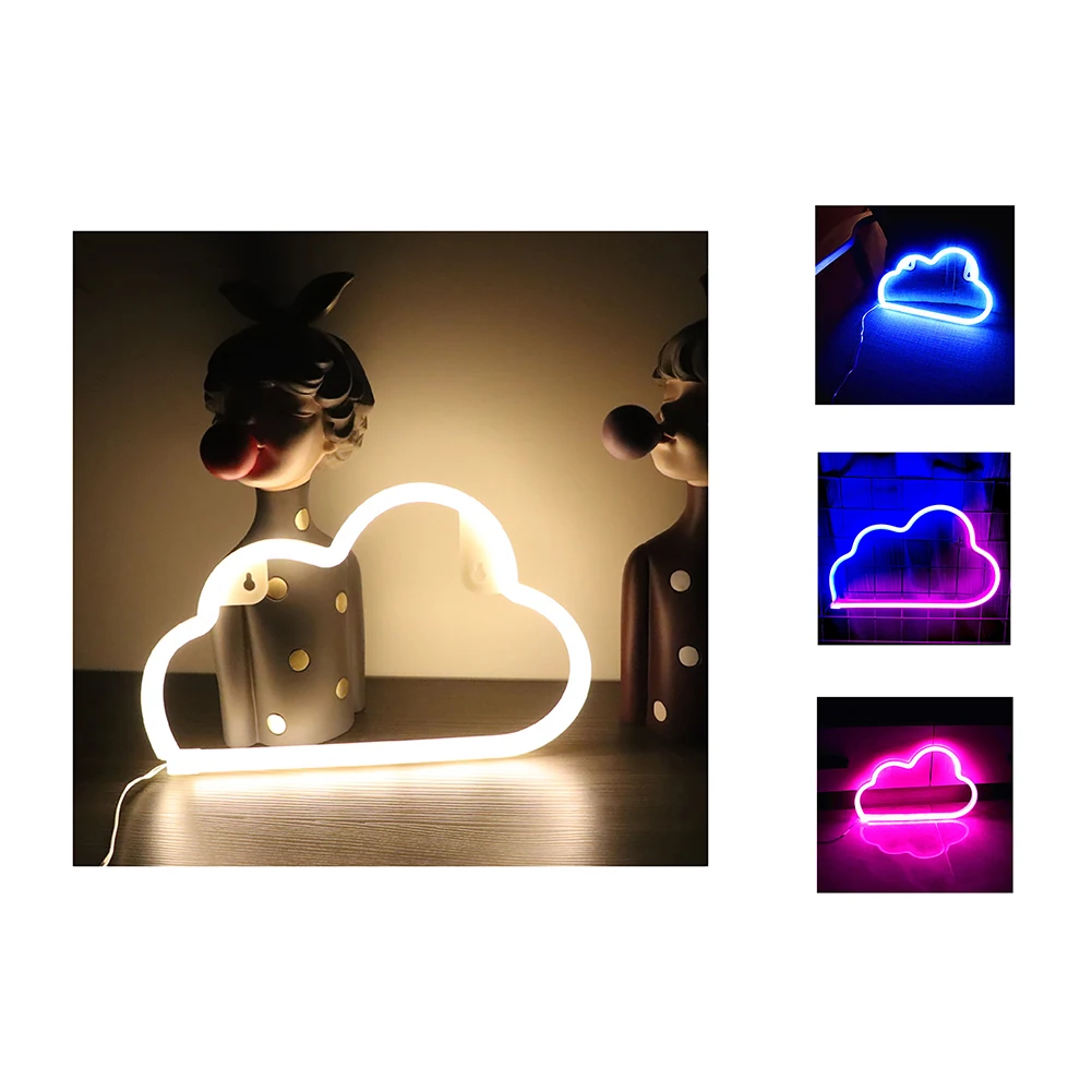 Cloud Neon Signs, Battery USB Powered Cloud Shaped Decoration Wall Lights For Room Christmas Birthday Wedding Party