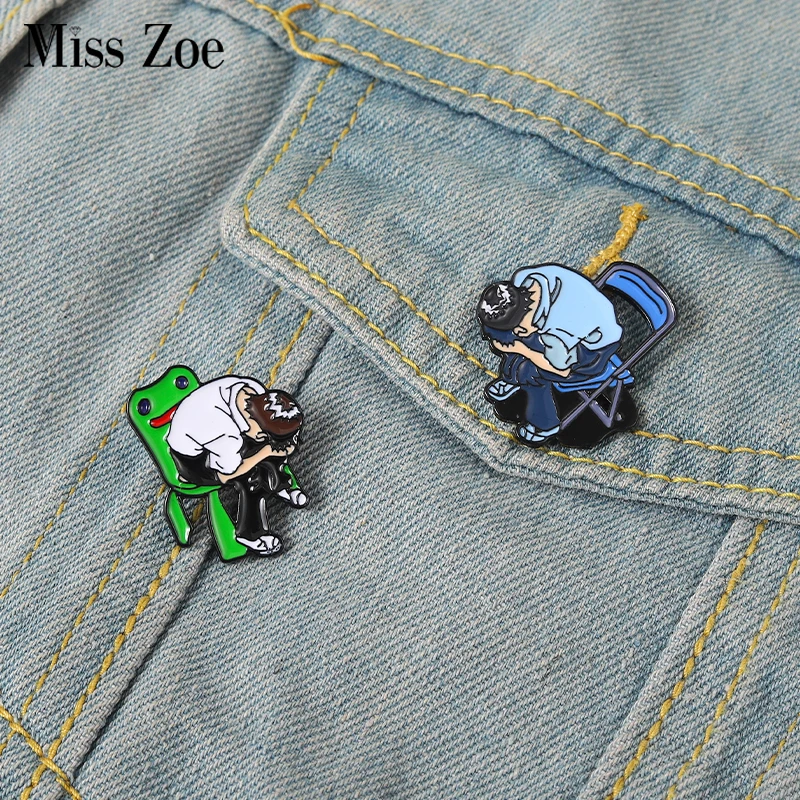 Cartoon Characters Enamel Pins Custom Anime Frog Chairs Brooches Lapel Badges Cartoon Funny Jewelry Gift for Kids Friends