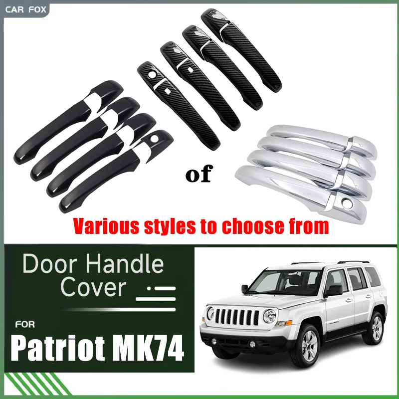 

Door Handle Cover for JEEP Patriot MK74 2007~2017 2016 ABS Carbon Fiber Black Chrome Car Accessories Decorate Protective Sticker