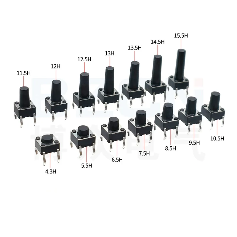 20Pcs DIP 6*6*4.3MM 6X6X4.3/4.5/5.0/5.5/6.0/6.5/7.0/8.0/8.5/10/11/12/13/15/16MM Tactile Tact Push Button Micro Switch Momentary