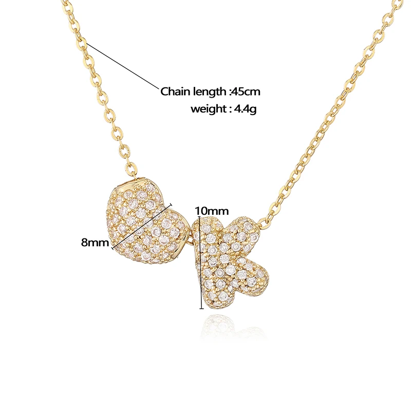 Women's Heart Shaped Delicate Zirconia Initial Necklace