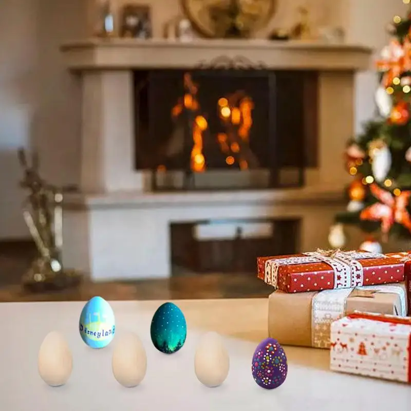 Wooden Easter Eggs For Crafts 20pcs Smooth Wooden Fake Eggs To Paint DIY Party Favors Creative Easter Decor Kids DIY Game