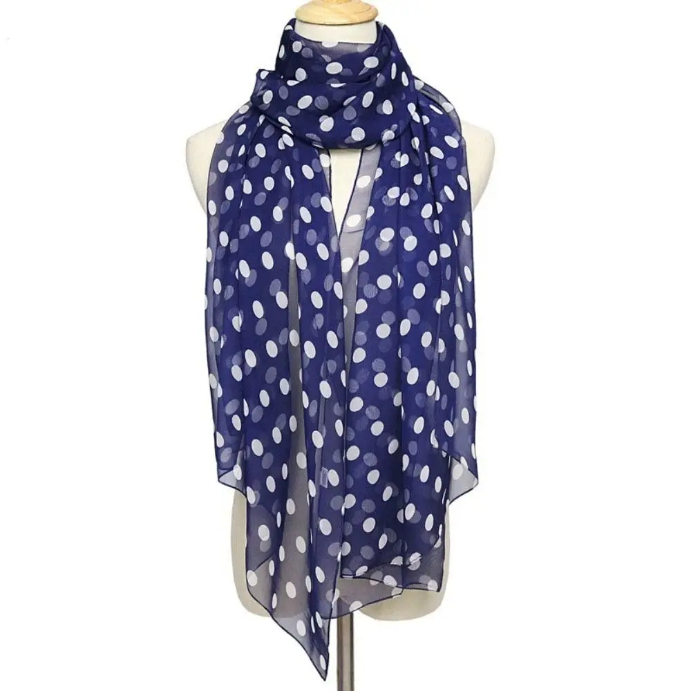 Sjaal Zomer Zonnebrandcrème Hoofd Wraps Halsdoek Chiffon Sjaal Hoofdband Zijden Sjaal Polka Dot Sjaal Dames Dames Sjaals