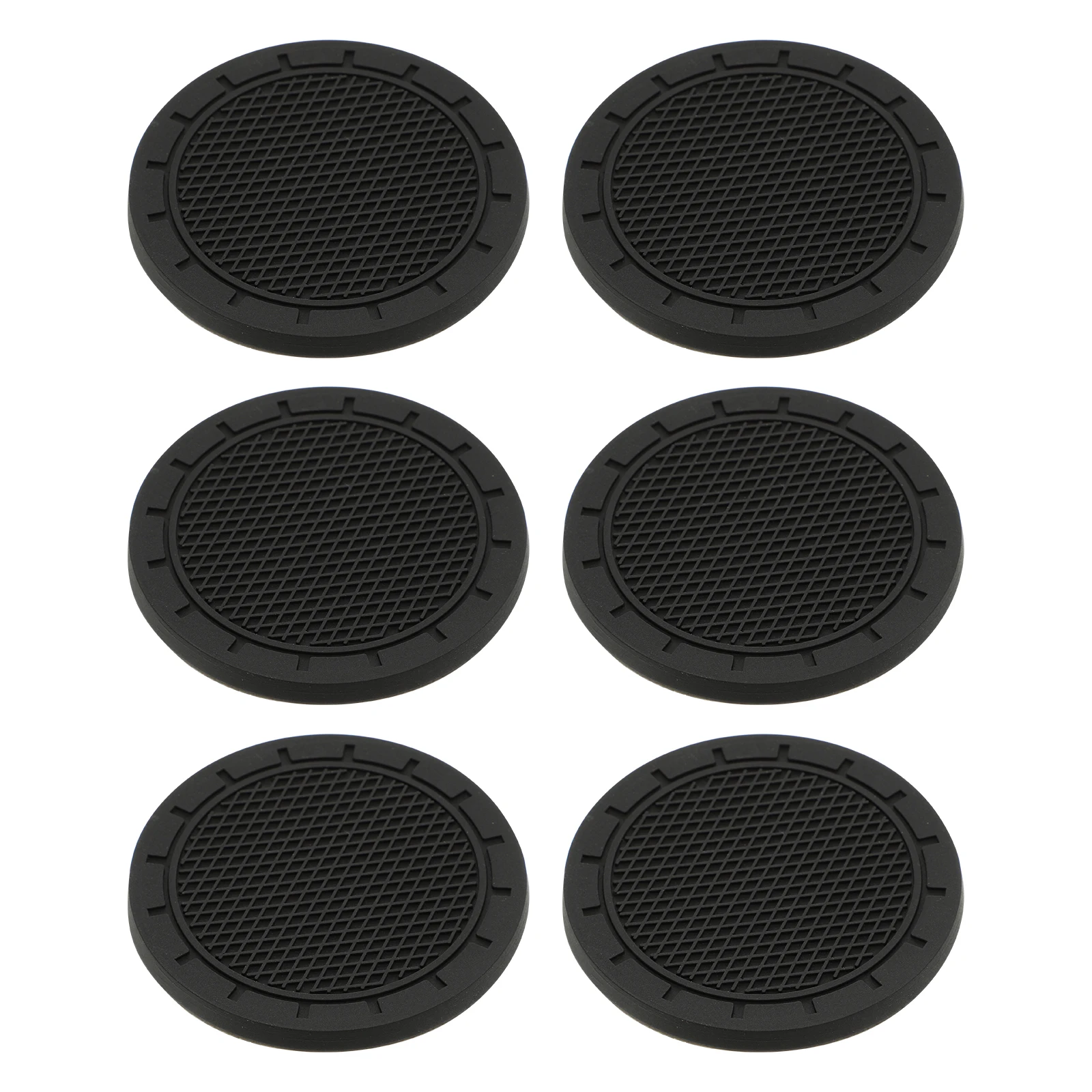 

6 Pcs Car Coaster Cup Holder Black Tabletop Protection Desktop Place Mat PVC Coasters for Drinks Home Use Elegant Mats Long Term