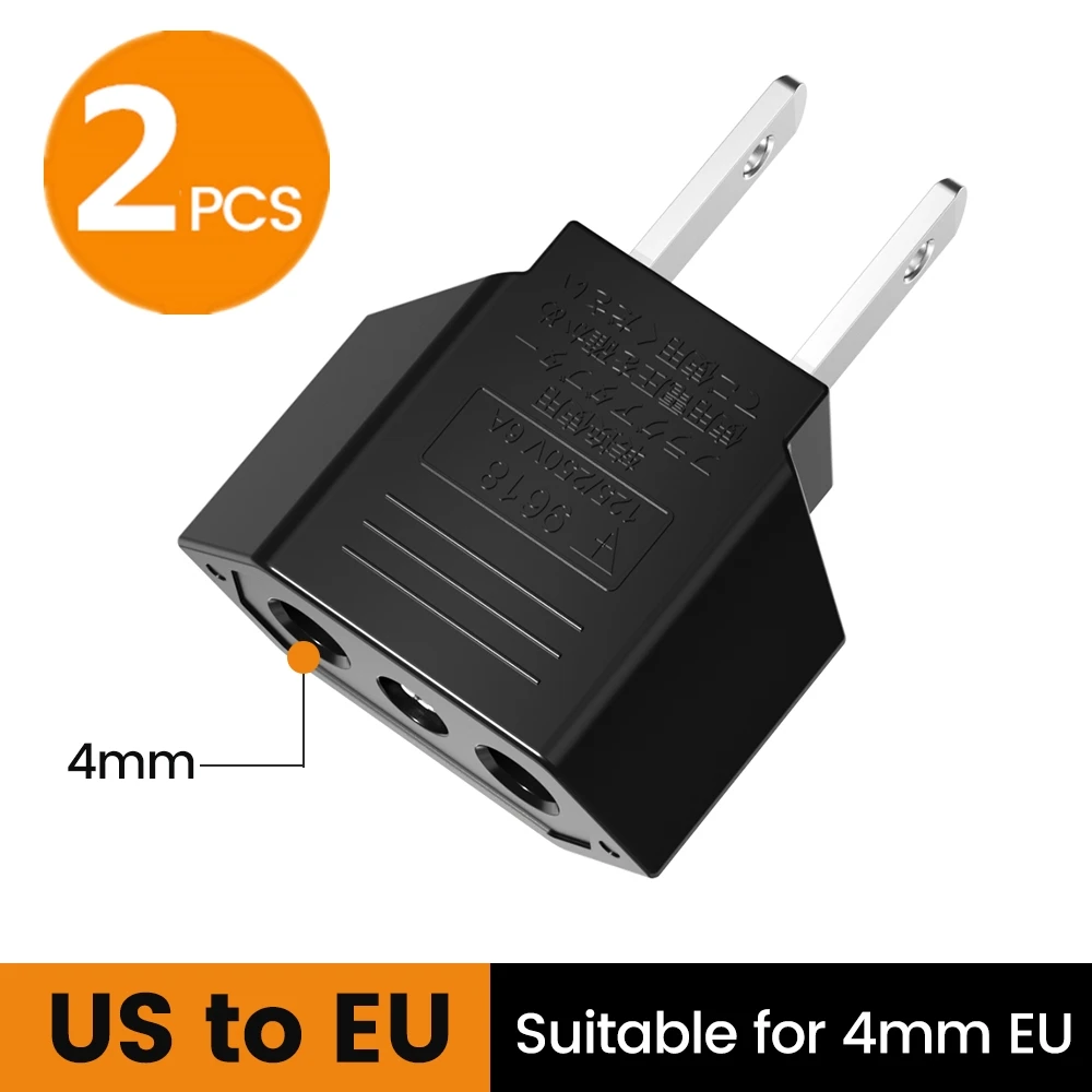 Elough 4,0 mm US-zu-EU-Konverterstecker, europäischer EU-zu-US-Amerika-Reisestecker-Adapter, US-zu-EU-Netzteil, elektrischer Stecker