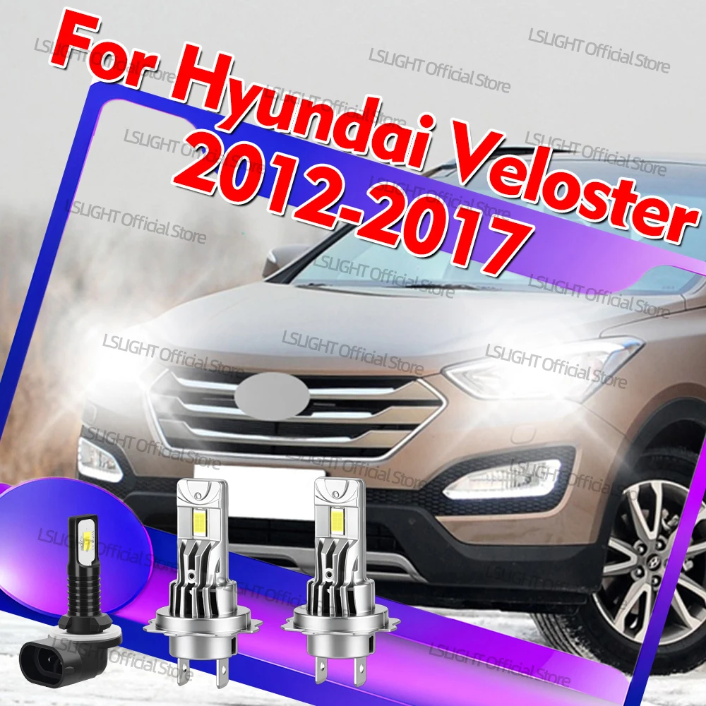 2/6Pcs LED Headlights 30000LM Super Brightness Head Lamps 6000K Fog Bulbs 12V For Hyundai Veloster 2012 2013 2014 2015 2016 2017