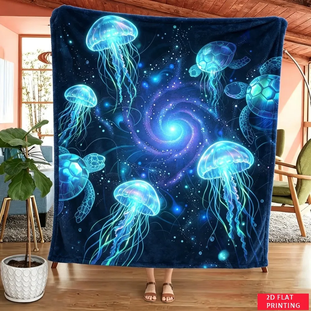 Blue Dolphin Swirl Ocean Dreamy Fleece Blanket For Serene Bedroom Decor Lightweight Plush Throw Blanket Accent