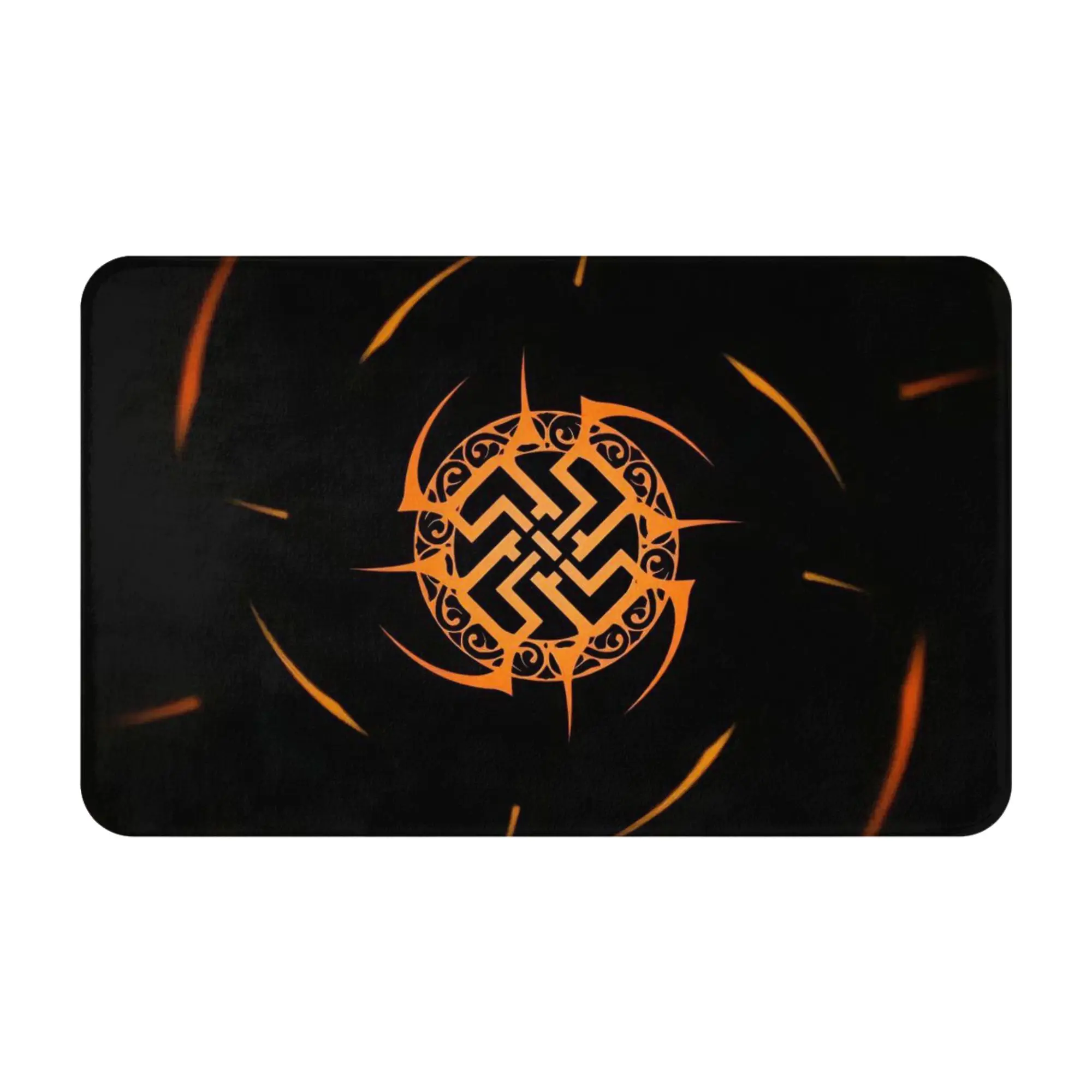 Orange Swirl Celtic Knot Dark Graphic Anti-Slip Doormat Bath Mat  Waterproof PatternHomeDecor