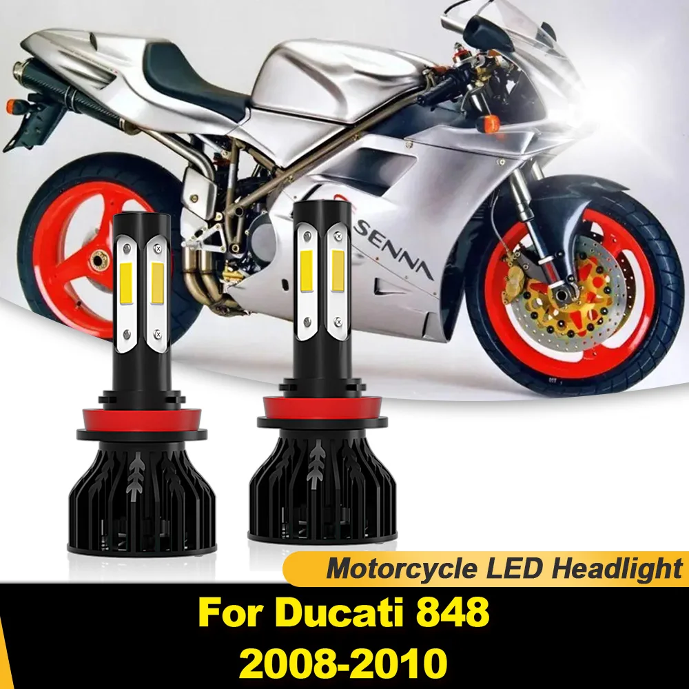 120W Moto LED Headlights 20000LM Hi/Lo Beam Motorcycle Headlamps 12V 24V Plug And Play Moto Lamps For Ducati 848 2008 2009 2010