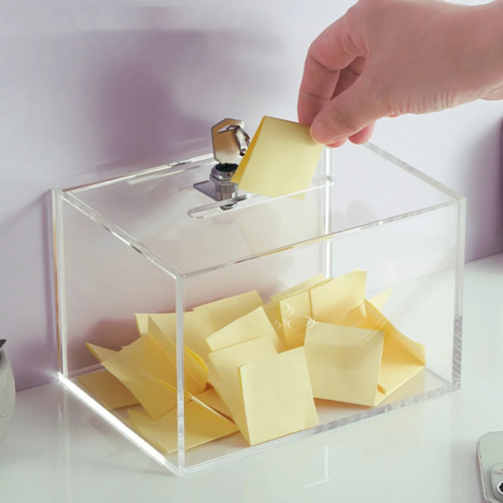 

1pc Clear Acrylic Donation Box With Lock Fundraising Collection Container For Complaint Suggestion Ballot Voting Mail Storage