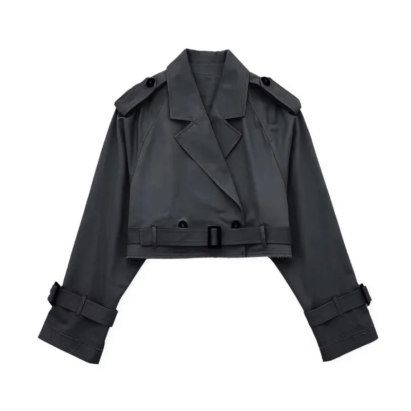 2023 Spring and Autumn Women's Solid Color Suit Collar Long Sleeve Loose Button Sashes Coat Jacket Fashion Casual Formal Tops