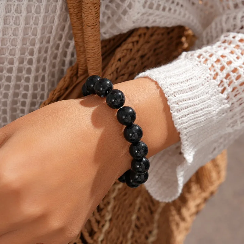 Dye Acrylic Geometric Bead Bracelet Gradient Colorful Irregular Bead Bangle Fresh Hand Jewelry Birthday Gifts for Women Outfits