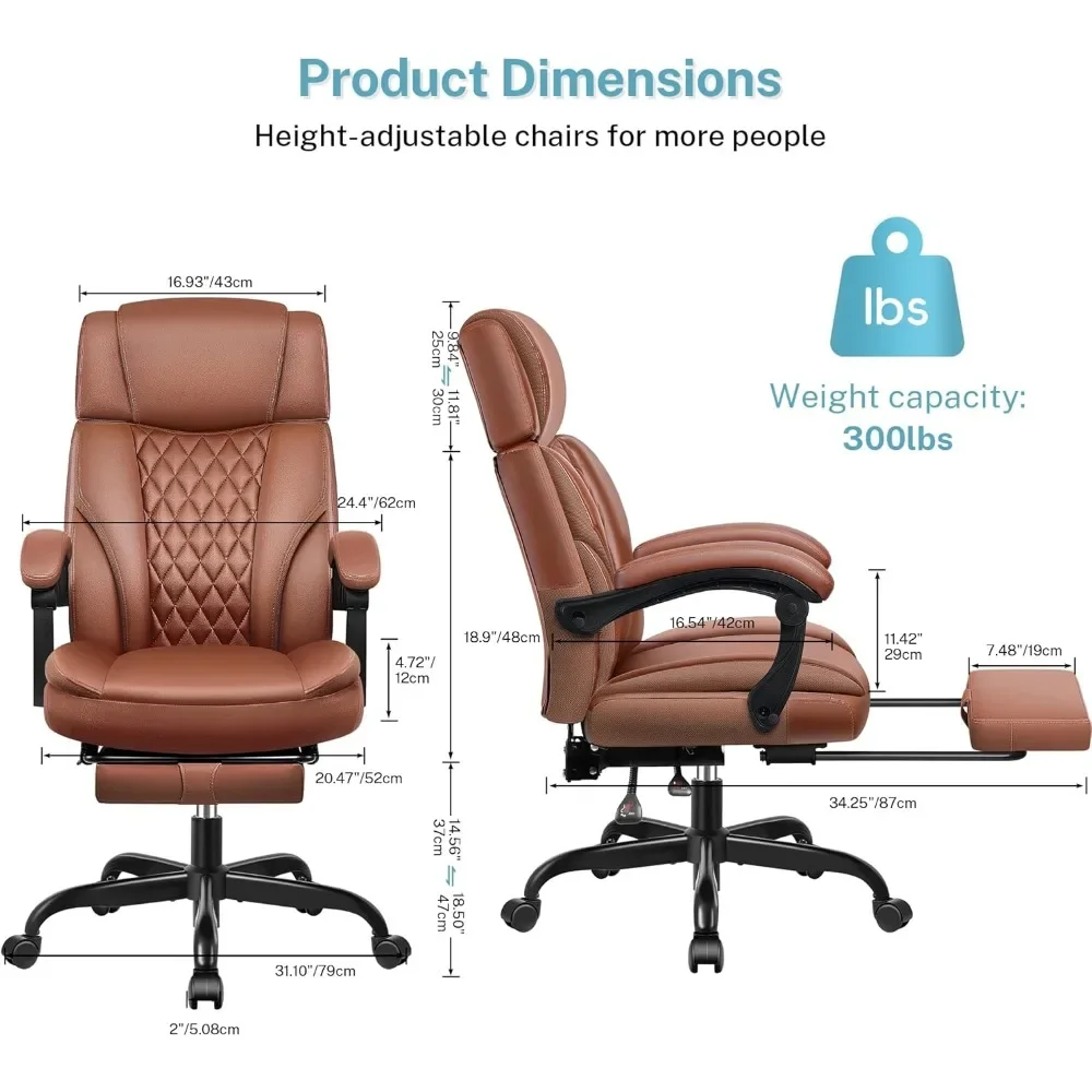 Krzesło biurowe, ergonomiczne, krzesło biurowe z podnóżkiem i podparciem lędźwiowym, rozkładane krzesło biurowe z regulowanym kątem