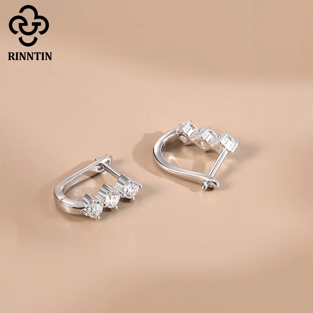

Серьги-кольца Rinntin с муассанитом, оригинальные, из стерлингового серебра 925 пробы, классические женские изысканные серьги с муассанитом SMOE15