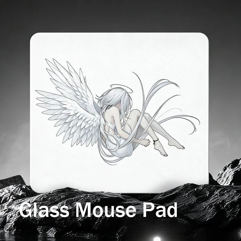Cool Anime White Hair Girl Pattern Glass Gaming Mouse Pad Photovoltaic Esports FPS Micro Etching Tempered Upgrade Laptop Deskmat