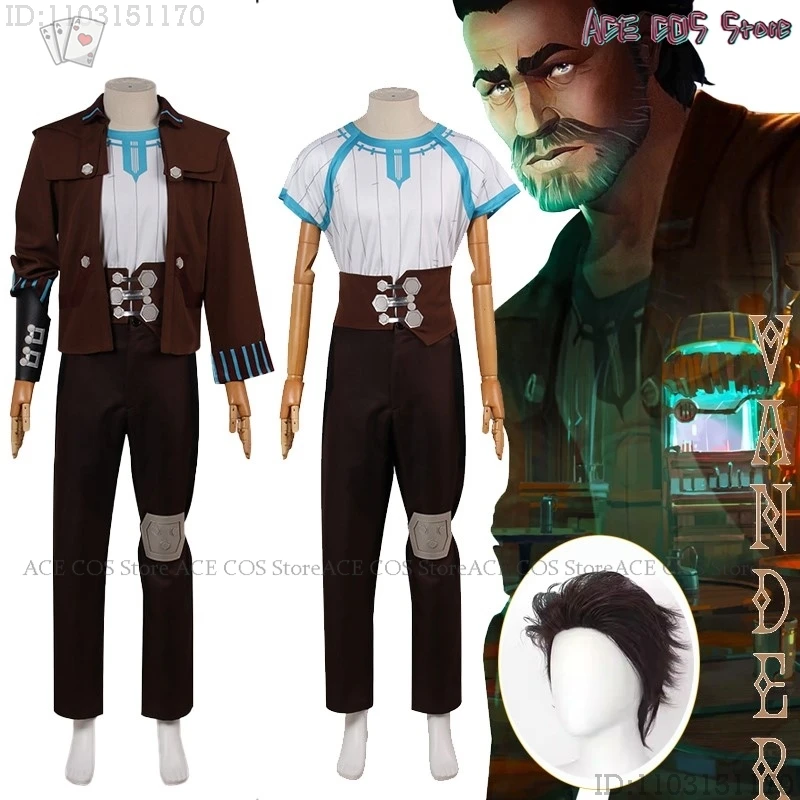 Arcane S2 Tv Lol Vander Costumi Cosplay Parrucca Anime Uniform Abiti Carnevale di Halloween Vestito da vino Vestito da uomo Gioco di ruolo