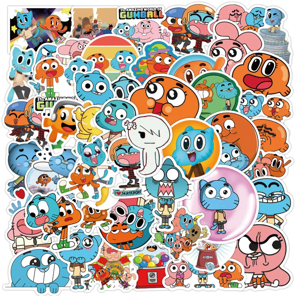 50 Cartoon Animation The Amazing World of Gumballed Kids Toy Sticker Notebook Luggage Decorative Waterproof Stickers Pack