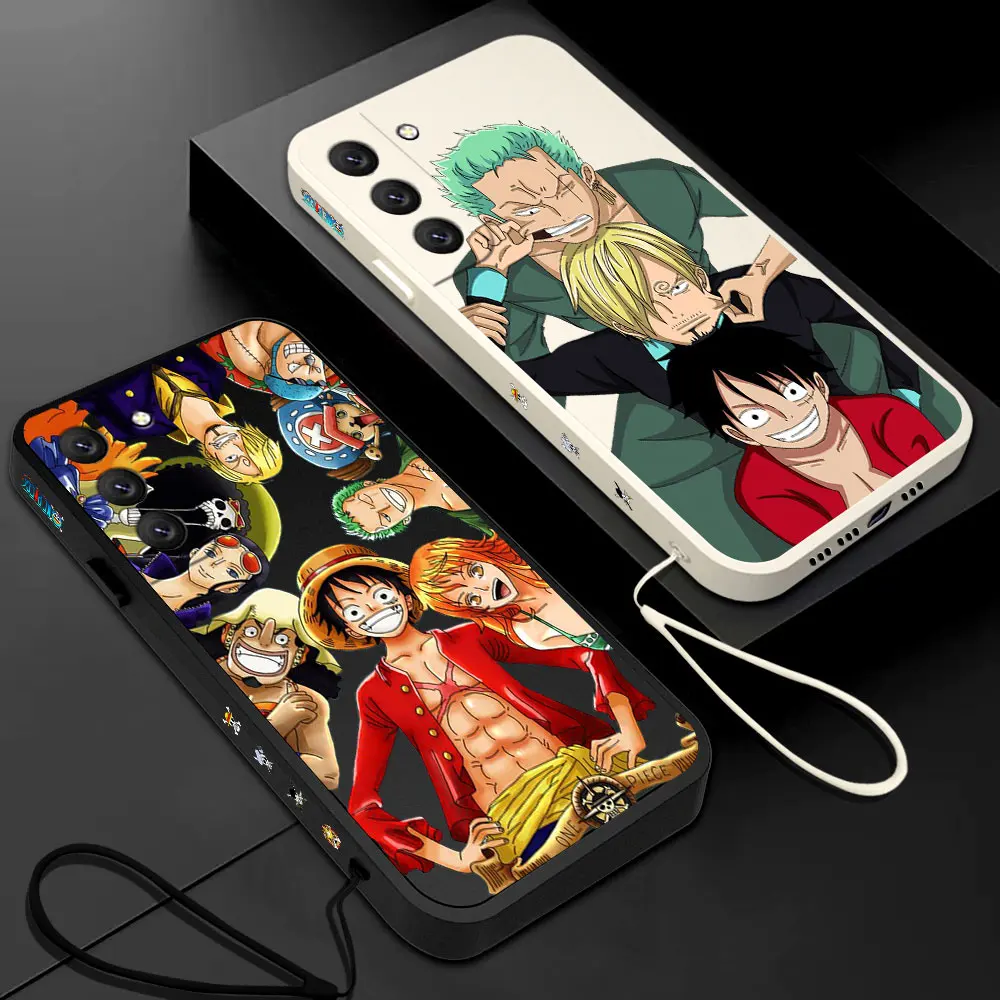 Luffies One Pieces Zoros Phone Case For Samsung Galaxy S23 S22 S21 S20 Ultra FE S10 4G S9 S10E Note 20 10 9 Plus With Lanyard