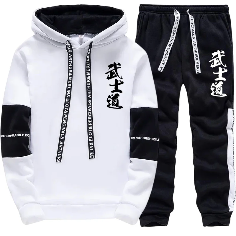 Pulôver com capuz masculino moletom japão bushido impressão hoodies jogger calças toda a temporada masculino diário casual moda com capuz roupas espor