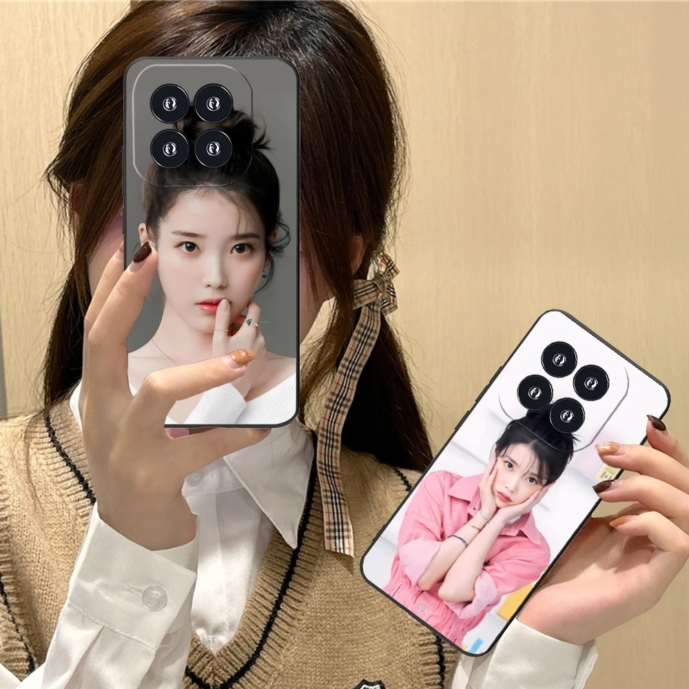 KPOP IU Lee JiEun Mobile Cell Phone Case for Xiaomi 14 13 12 11 10 9 T Ultra Lite Pro S SE X 5G Black Soft Phone Cover Shell