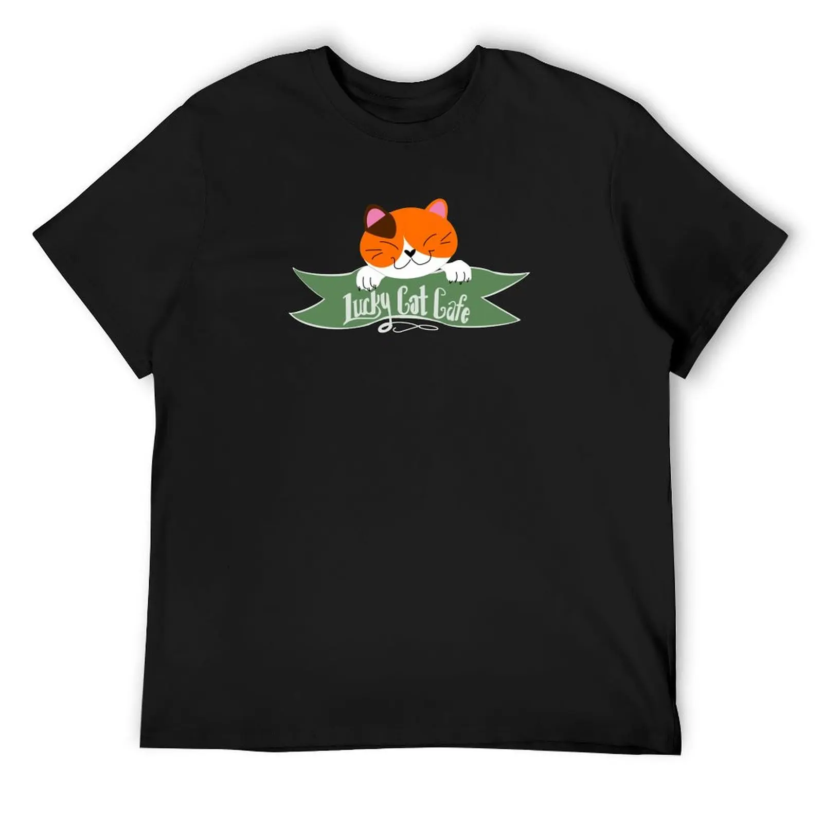 

Lucky Cat Cafe T-Shirt blacks graphics Blouse Men's t-shirt