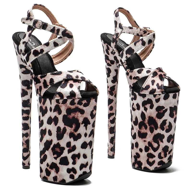 Leecabe  26CM/10inches leopard print sexy exotic  platform  party sandals Models Catwalk Show High Heels  Pole Dance shoes 1B