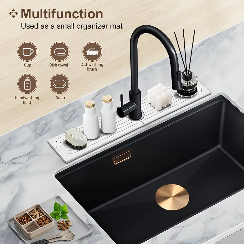 2-Pack Diatomite Faucet Pads Set Fast-Absorbent Quick Dry Bathroom Sink Mat for Kitchen Countertop Sink Cover