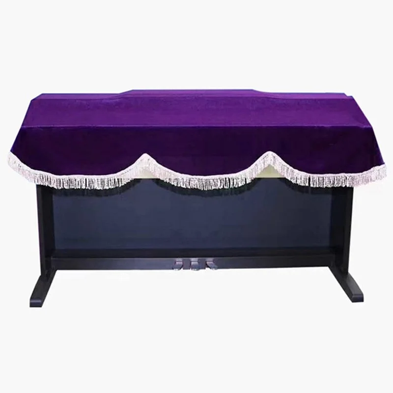 Electric Piano Dust Cover, Golden Velvet, Red and Purple, 88-Key, Upright Piano Keyboard