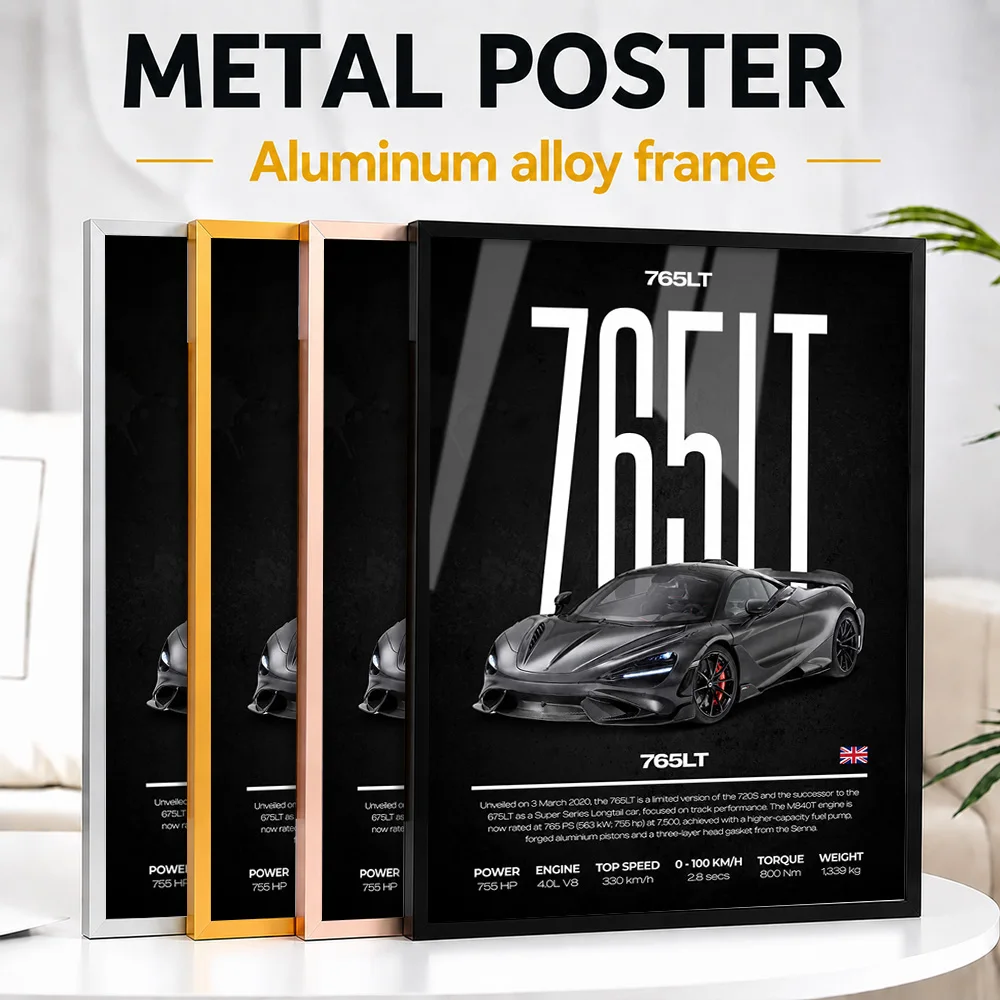United Kingdom 765LT Car Metal Poster With Aluminum Alloy Frame Personalized Photo Urban Motion Style Wall Art For Home Office