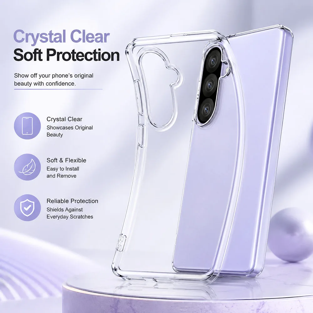 Ultra Thin Soft Clear Case For Samsung Galaxy A57 A37 A27 A17 A56 A36 A26 A16 A55 Transparent Silicone Tpu Shell A35 A15 A54 A14