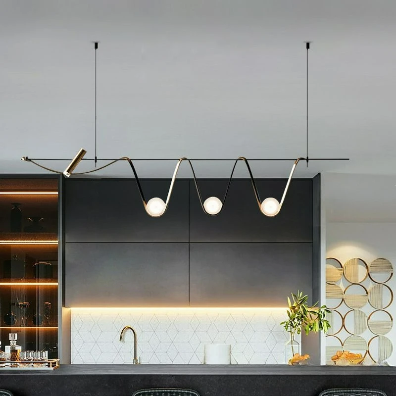 

Nordic Strip LED Pendant Light for Dining Room Food Tables Kitchen Bar Bedroom Designer Chandelier Home Decor Light Fixture